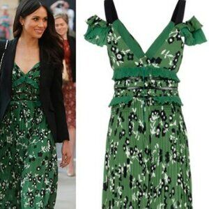 NWOT Green floral and ruffle dress - Self Portrait brand?